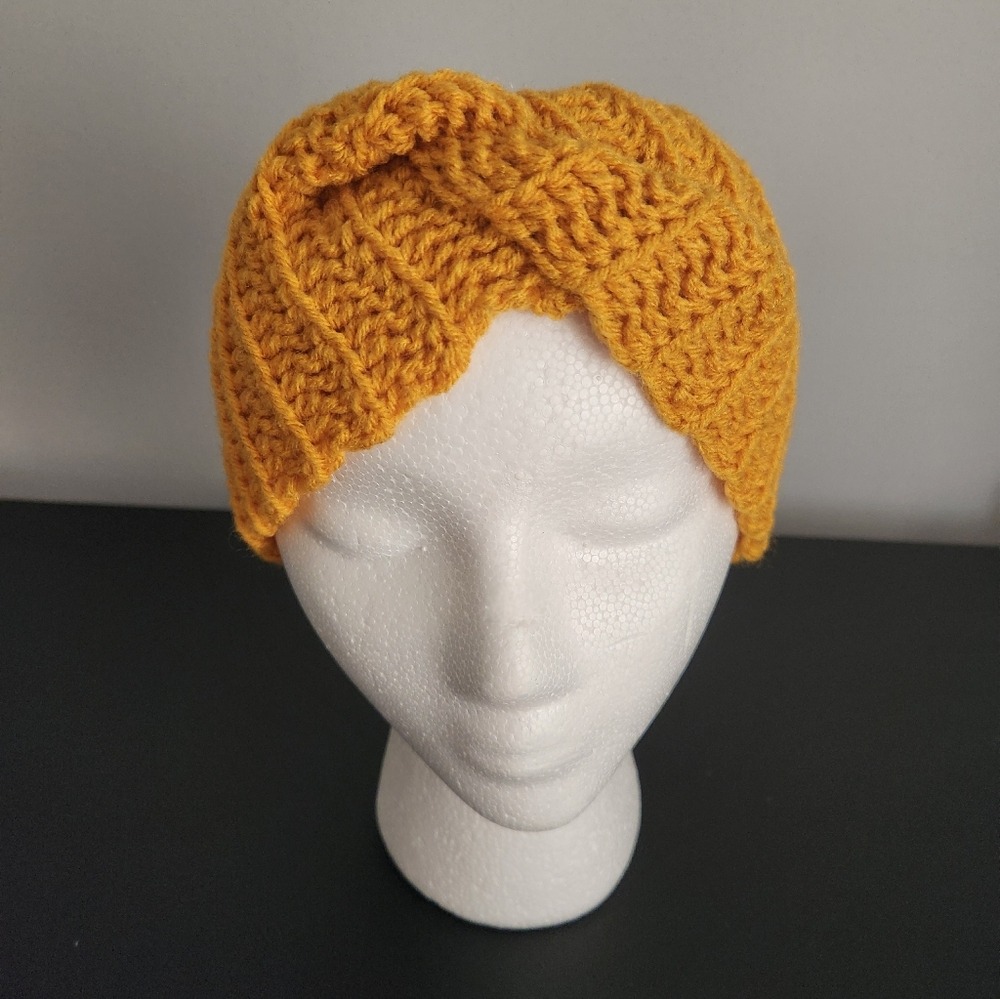 Handmade Crocheted Twisted Gold Earwarmer Headband, New